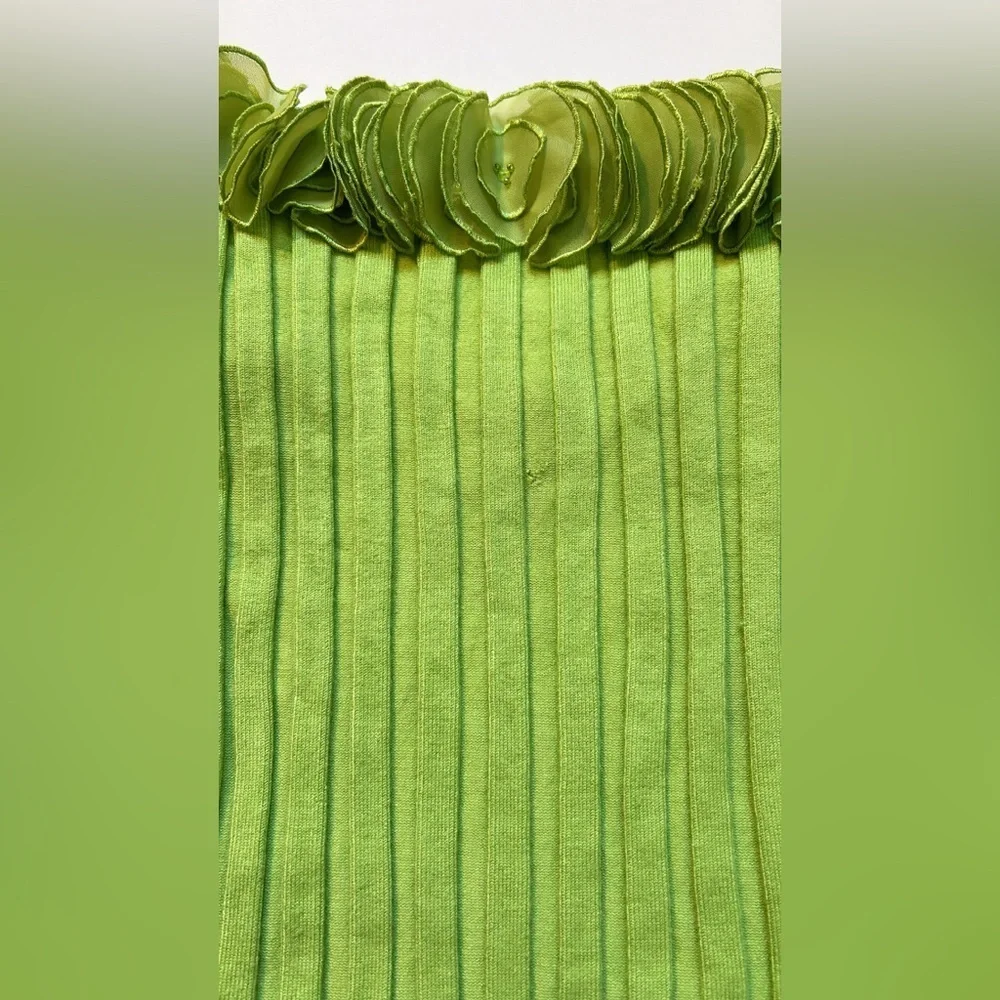 Y2K Belldini Green Bead-Detail Neckline Top Size XL